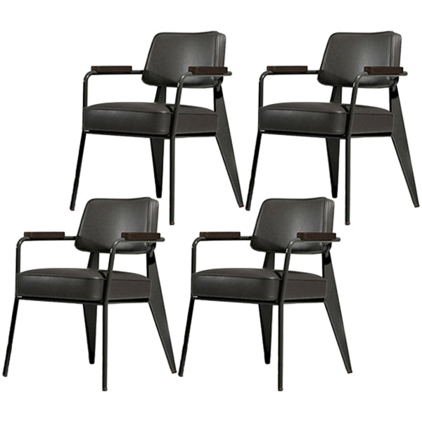 Contemporary Metal Dining Room Chairs Open Back Dining Side Armchair for Home Use Black Set of 4 Clearhalo ' kitchen&dining_furn' 'Dining Chairs' 'Dining Tables & Seating' 'dining_chair' 'Furniture' 'furniture_dining_chair' 'Kitchen & Dining Furniture' 'kitchen' 3741124