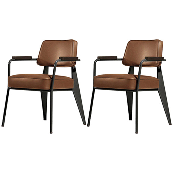 Contemporary Metal Dining Room Chairs Open Back Dining Side Armchair for Home Use Light Coffee Set of 2 Clearhalo ' kitchen&dining_furn' 'Dining Chairs' 'Dining Tables & Seating' 'dining_chair' 'Furniture' 'furniture_dining_chair' 'Kitchen & Dining Furniture' 'kitchen' 3741128