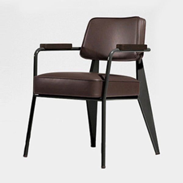 Contemporary Metal Dining Room Chairs Open Back Dining Side Armchair for Home Use Dark Coffee 1 Piece Clearhalo ' kitchen&dining_furn' 'Dining Chairs' 'Dining Tables & Seating' 'dining_chair' 'Furniture' 'furniture_dining_chair' 'Kitchen & Dining Furniture' 'kitchen' 3741132