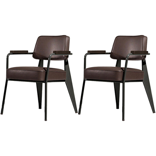 Contemporary Metal Dining Room Chairs Open Back Dining Side Armchair for Home Use Dark Coffee Set of 2 Clearhalo ' kitchen&dining_furn' 'Dining Chairs' 'Dining Tables & Seating' 'dining_chair' 'Furniture' 'furniture_dining_chair' 'Kitchen & Dining Furniture' 'kitchen' 3741133