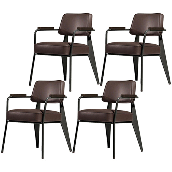 Contemporary Metal Dining Room Chairs Open Back Dining Side Armchair for Home Use Dark Coffee Set of 4 Clearhalo ' kitchen&dining_furn' 'Dining Chairs' 'Dining Tables & Seating' 'dining_chair' 'Furniture' 'furniture_dining_chair' 'Kitchen & Dining Furniture' 'kitchen' 3741134