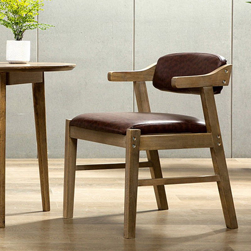 Upholstered Dining Arm Chair PU Leather Open Back Armchair with Wood Legs Clearhalo ' kitchen&dining_furn' 'Dining Chairs' 'Dining Tables & Seating' 'dining_chair' 'furn' 'furn_dining_chair' 'Furniture' 'furniture_dining_chair' 'Kitchen & Dining Furniture' 'kitchen' 3741181