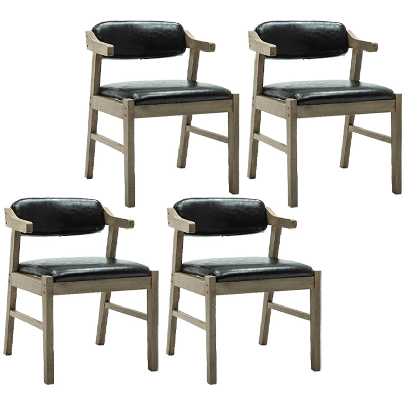 Upholstered Dining Arm Chair PU Leather Open Back Armchair with Wood Legs Black 4 Piece Set Natural Wood Clearhalo ' kitchen&dining_furn' 'Dining Chairs' 'Dining Tables & Seating' 'dining_chair' 'furn' 'furn_dining_chair' 'Furniture' 'furniture_dining_chair' 'Kitchen & Dining Furniture' 'kitchen' 3741186