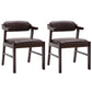Upholstered Dining Arm Chair PU Leather Open Back Armchair with Wood Legs Brown 2 Piece Set Walnut Clearhalo ' kitchen&dining_furn' 'Dining Chairs' 'Dining Tables & Seating' 'dining_chair' 'furn' 'furn_dining_chair' 'Furniture' 'furniture_dining_chair' 'Kitchen & Dining Furniture' 'kitchen' 3741199