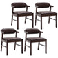 Upholstered Dining Arm Chair PU Leather Open Back Armchair with Wood Legs Brown 4 Piece Set Walnut Clearhalo ' kitchen&dining_furn' 'Dining Chairs' 'Dining Tables & Seating' 'dining_chair' 'furn' 'furn_dining_chair' 'Furniture' 'furniture_dining_chair' 'Kitchen & Dining Furniture' 'kitchen' 3741200