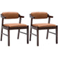 Upholstered Dining Arm Chair PU Leather Open Back Armchair with Wood Legs Yellow-Brown 2 Piece Set Walnut Clearhalo ' kitchen&dining_furn' 'Dining Chairs' 'Dining Tables & Seating' 'dining_chair' 'furn' 'furn_dining_chair' 'Furniture' 'furniture_dining_chair' 'Kitchen & Dining Furniture' 'kitchen' 3741202