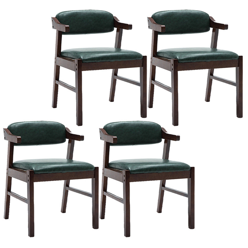 Upholstered Dining Arm Chair PU Leather Open Back Armchair with Wood Legs Blackish Green 4 Piece Set Walnut Clearhalo ' kitchen&dining_furn' 'Dining Chairs' 'Dining Tables & Seating' 'dining_chair' 'furn' 'furn_dining_chair' 'Furniture' 'furniture_dining_chair' 'Kitchen & Dining Furniture' 'kitchen' 3741206