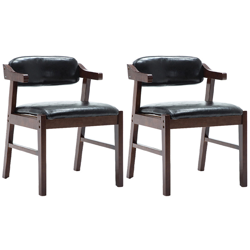 Upholstered Dining Arm Chair PU Leather Open Back Armchair with Wood Legs Black 2 Piece Set Walnut Clearhalo ' kitchen&dining_furn' 'Dining Chairs' 'Dining Tables & Seating' 'dining_chair' 'furn' 'furn_dining_chair' 'Furniture' 'furniture_dining_chair' 'Kitchen & Dining Furniture' 'kitchen' 3741208