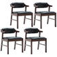 Upholstered Dining Arm Chair PU Leather Open Back Armchair with Wood Legs Black 4 Piece Set Walnut Clearhalo ' kitchen&dining_furn' 'Dining Chairs' 'Dining Tables & Seating' 'dining_chair' 'furn' 'furn_dining_chair' 'Furniture' 'furniture_dining_chair' 'Kitchen & Dining Furniture' 'kitchen' 3741209