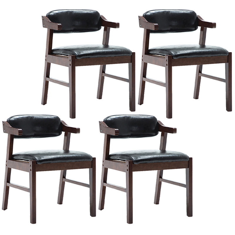 Upholstered Dining Arm Chair PU Leather Open Back Armchair with Wood Legs Black 4 Piece Set Walnut Clearhalo ' kitchen&dining_furn' 'Dining Chairs' 'Dining Tables & Seating' 'dining_chair' 'furn' 'furn_dining_chair' 'Furniture' 'furniture_dining_chair' 'Kitchen & Dining Furniture' 'kitchen' 3741209