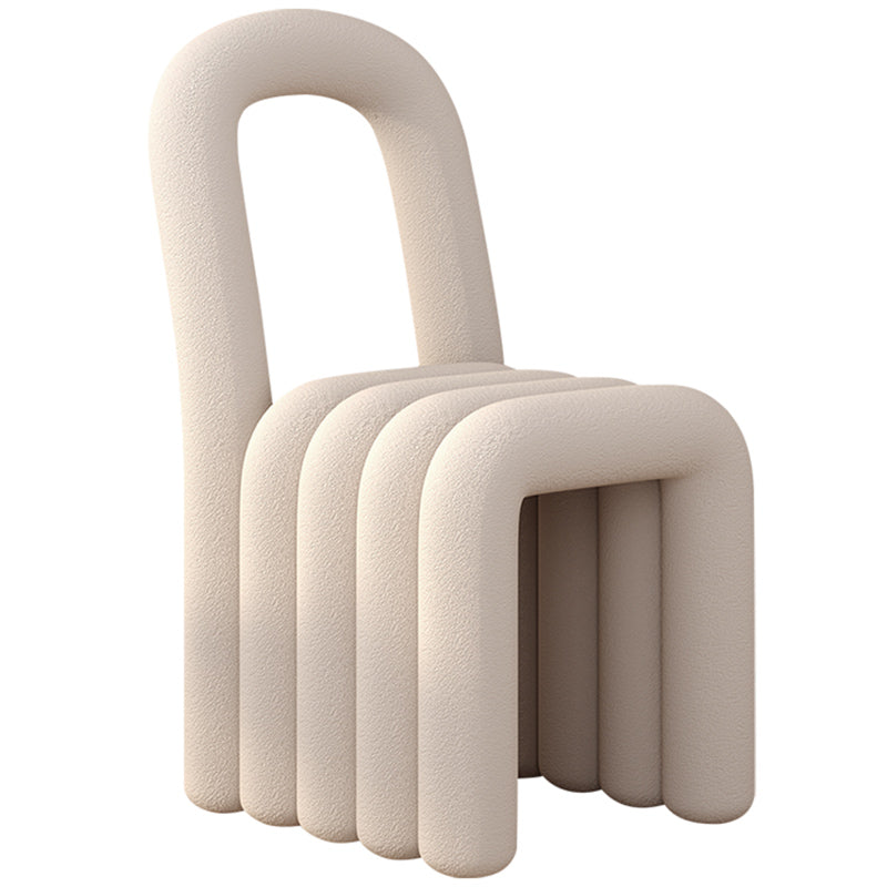 Velvet Designer Style Living Room Side Chair Open Back Dining Side Chair Off-White 1 Piece Clearhalo ' kitchen&dining_furn' 'Dining Chairs' 'Dining Tables & Seating' 'dining_chair' 'furn' 'furn_dining_chair' 'Furniture' 'furniture_dining_chair' 'Kitchen & Dining Furniture' 'kitchen' 3741216