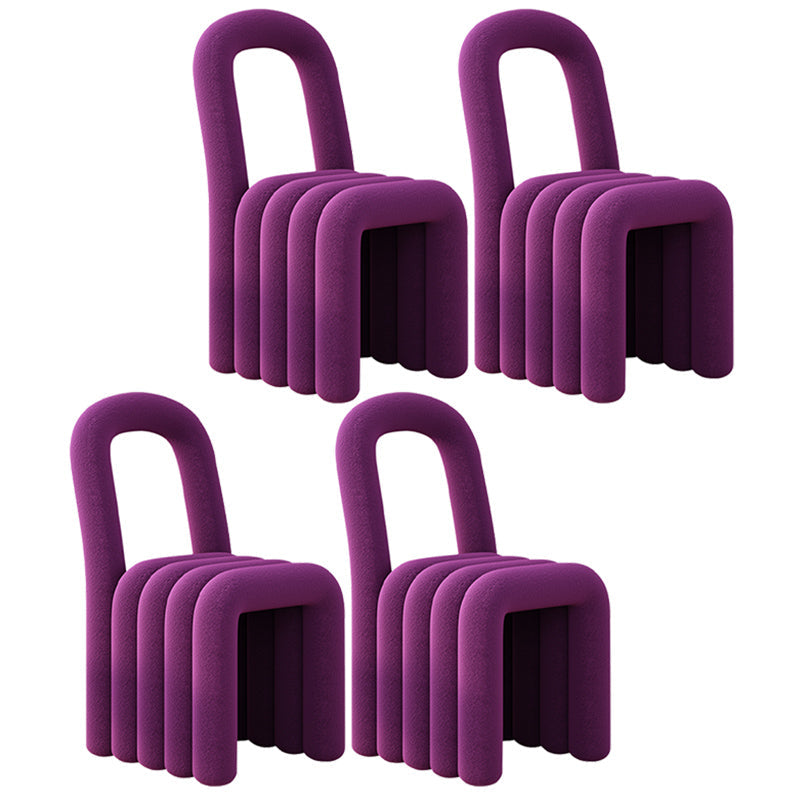Velvet Designer Style Living Room Side Chair Open Back Dining Side Chair Purple 4 Piece Set Clearhalo ' kitchen&dining_furn' 'Dining Chairs' 'Dining Tables & Seating' 'dining_chair' 'furn' 'furn_dining_chair' 'Furniture' 'furniture_dining_chair' 'Kitchen & Dining Furniture' 'kitchen' 3741235