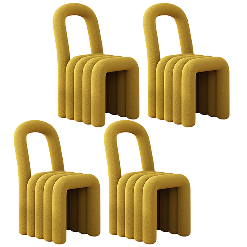 Velvet Designer Style Living Room Side Chair Open Back Dining Side Chair Yellow 4 Piece Set Clearhalo ' kitchen&dining_furn' 'Dining Chairs' 'Dining Tables & Seating' 'dining_chair' 'furn' 'furn_dining_chair' 'Furniture' 'furniture_dining_chair' 'Kitchen & Dining Furniture' 'kitchen' 3741244