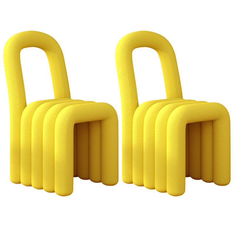 Velvet Designer Style Living Room Side Chair Open Back Dining Side Chair Lemon Yellow 2 Piece Set Clearhalo ' kitchen&dining_furn' 'Dining Chairs' 'Dining Tables & Seating' 'dining_chair' 'furn' 'furn_dining_chair' 'Furniture' 'furniture_dining_chair' 'Kitchen & Dining Furniture' 'kitchen' 3741258