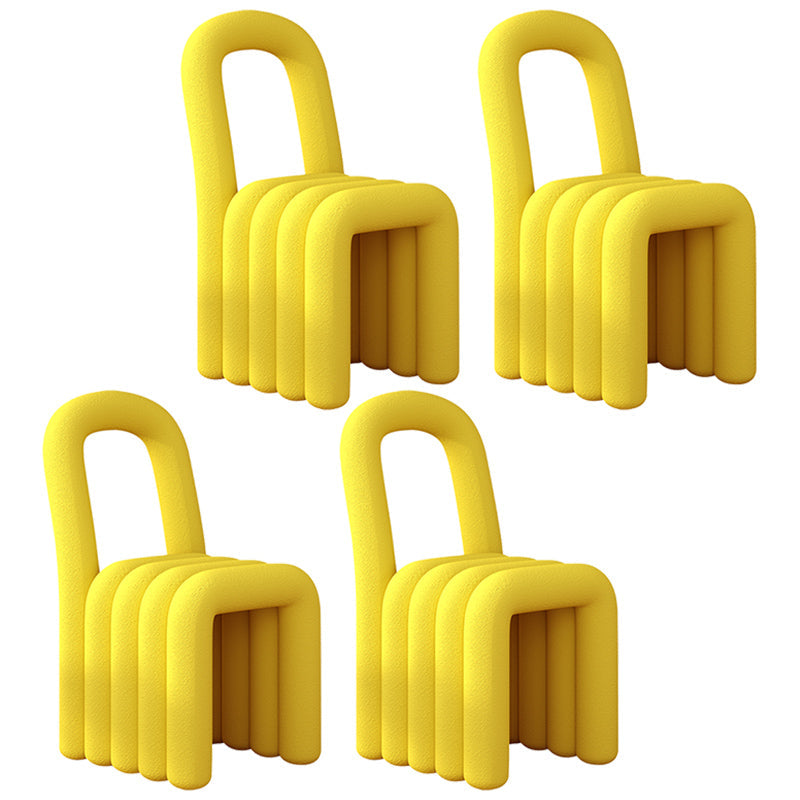 Velvet Designer Style Living Room Side Chair Open Back Dining Side Chair Lemon Yellow 4 Piece Set Clearhalo ' kitchen&dining_furn' 'Dining Chairs' 'Dining Tables & Seating' 'dining_chair' 'furn' 'furn_dining_chair' 'Furniture' 'furniture_dining_chair' 'Kitchen & Dining Furniture' 'kitchen' 3741259