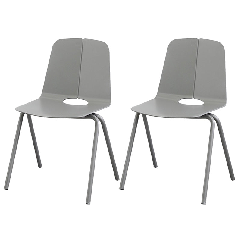 Contemporary Style Dining Room Arm Chair Metal Stackable Chair for Kitchen Grey 2 Piece Set Clearhalo ' kitchen&dining_furn' 'Dining Chairs' 'Dining Tables & Seating' 'dining_chair' 'furn' 'furn_dining_chair' 'Furniture' 'furniture_dining_chair' 'Kitchen & Dining Furniture' 'kitchen' 3741266