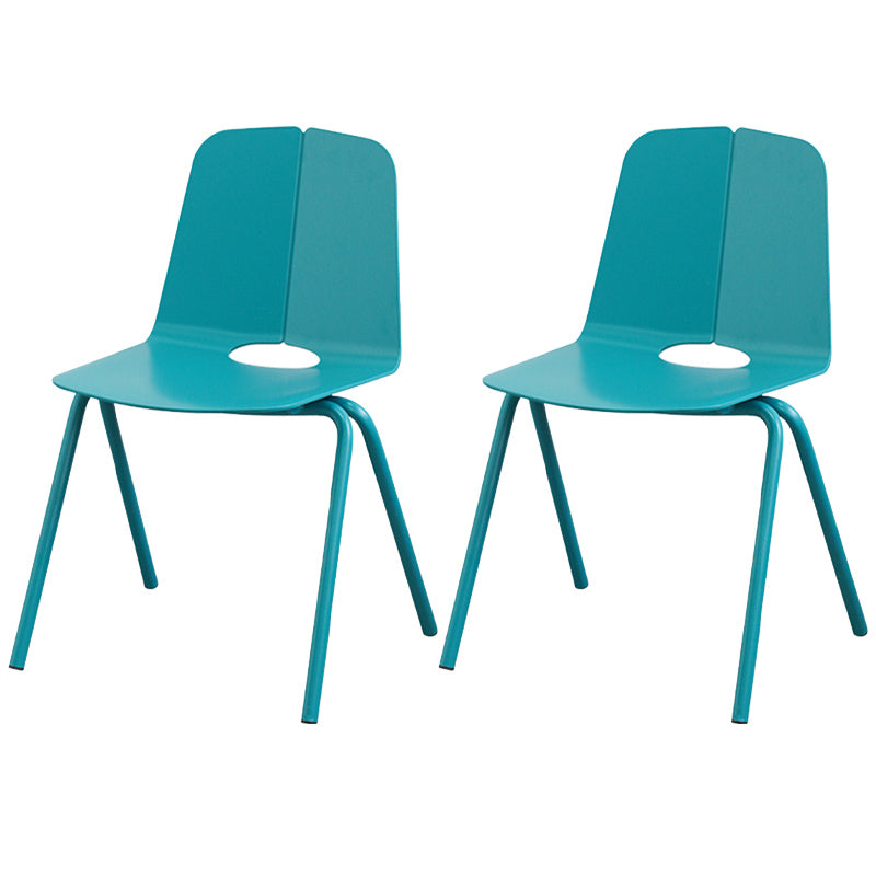 Contemporary Style Dining Room Arm Chair Metal Stackable Chair for Kitchen Aqua 2 Piece Set Clearhalo ' kitchen&dining_furn' 'Dining Chairs' 'Dining Tables & Seating' 'dining_chair' 'furn' 'furn_dining_chair' 'Furniture' 'furniture_dining_chair' 'Kitchen & Dining Furniture' 'kitchen' 3741272