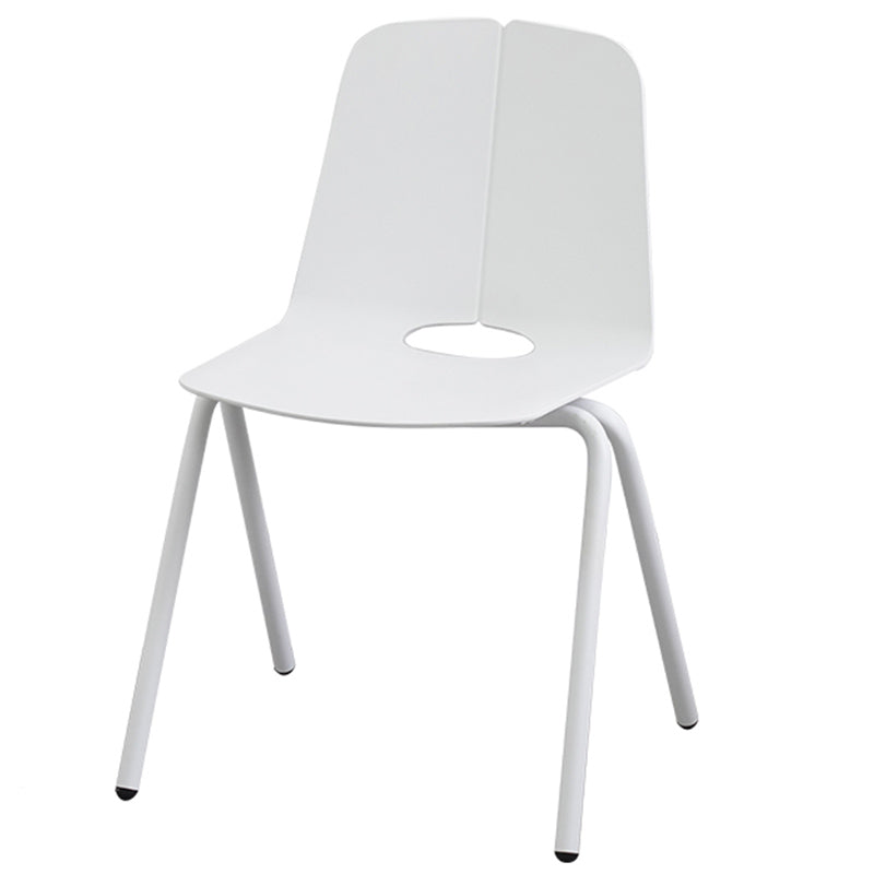 Contemporary Style Dining Room Arm Chair Metal Stackable Chair for Kitchen White 1 Piece Clearhalo ' kitchen&dining_furn' 'Dining Chairs' 'Dining Tables & Seating' 'dining_chair' 'furn' 'furn_dining_chair' 'Furniture' 'furniture_dining_chair' 'Kitchen & Dining Furniture' 'kitchen' 3741275