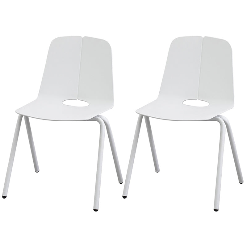 Contemporary Style Dining Room Arm Chair Metal Stackable Chair for Kitchen White 2 Piece Set Clearhalo ' kitchen&dining_furn' 'Dining Chairs' 'Dining Tables & Seating' 'dining_chair' 'furn' 'furn_dining_chair' 'Furniture' 'furniture_dining_chair' 'Kitchen & Dining Furniture' 'kitchen' 3741277