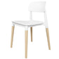 Plastic Stackable Armless Dining Chairs Open Back Side Chair with Wood Legs White 1 Piece Clearhalo ' kitchen&dining_furn' 'Dining Chairs' 'Dining Tables & Seating' 'dining_chair' 'furn' 'furn_dining_chair' 'Furniture' 'furniture_dining_chair' 'Kitchen & Dining Furniture' 'kitchen' 3741281