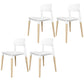 Plastic Stackable Armless Dining Chairs Open Back Side Chair with Wood Legs White 4 Piece Set Clearhalo ' kitchen&dining_furn' 'Dining Chairs' 'Dining Tables & Seating' 'dining_chair' 'furn' 'furn_dining_chair' 'Furniture' 'furniture_dining_chair' 'Kitchen & Dining Furniture' 'kitchen' 3741284
