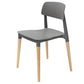 Plastic Stackable Armless Dining Chairs Open Back Side Chair with Wood Legs Grey 1 Piece Clearhalo ' kitchen&dining_furn' 'Dining Chairs' 'Dining Tables & Seating' 'dining_chair' 'furn' 'furn_dining_chair' 'Furniture' 'furniture_dining_chair' 'Kitchen & Dining Furniture' 'kitchen' 3741286