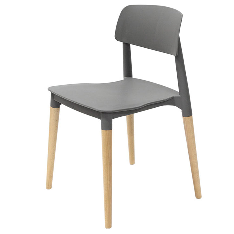 Plastic Stackable Armless Dining Chairs Open Back Side Chair with Wood Legs Grey 1 Piece Clearhalo ' kitchen&dining_furn' 'Dining Chairs' 'Dining Tables & Seating' 'dining_chair' 'furn' 'furn_dining_chair' 'Furniture' 'furniture_dining_chair' 'Kitchen & Dining Furniture' 'kitchen' 3741286