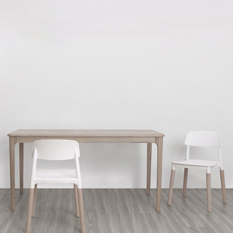 Plastic Stackable Armless Dining Chairs Open Back Side Chair with Wood Legs Clearhalo ' kitchen&dining_furn' 'Dining Chairs' 'Dining Tables & Seating' 'dining_chair' 'furn' 'furn_dining_chair' 'Furniture' 'furniture_dining_chair' 'Kitchen & Dining Furniture' 'kitchen' 3741287