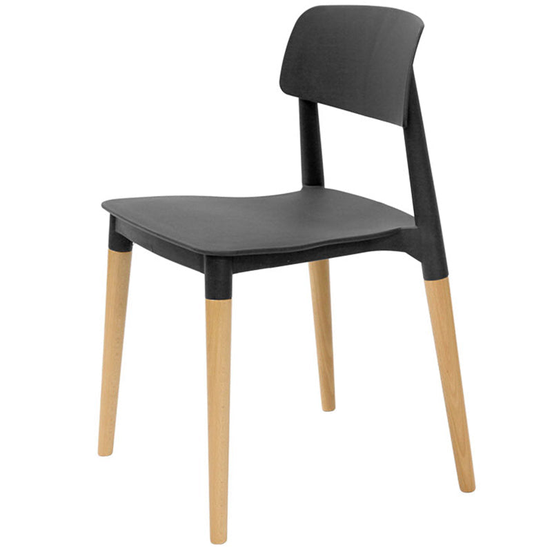 Plastic Stackable Armless Dining Chairs Open Back Side Chair with Wood Legs Black 1 Piece Clearhalo ' kitchen&dining_furn' 'Dining Chairs' 'Dining Tables & Seating' 'dining_chair' 'furn' 'furn_dining_chair' 'Furniture' 'furniture_dining_chair' 'Kitchen & Dining Furniture' 'kitchen' 3741292