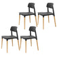 Plastic Stackable Armless Dining Chairs Open Back Side Chair with Wood Legs Black 4 Piece Set Clearhalo ' kitchen&dining_furn' 'Dining Chairs' 'Dining Tables & Seating' 'dining_chair' 'furn' 'furn_dining_chair' 'Furniture' 'furniture_dining_chair' 'Kitchen & Dining Furniture' 'kitchen' 3741296