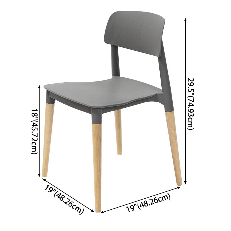 Plastic Stackable Armless Dining Chairs Open Back Side Chair with Wood Legs Clearhalo ' kitchen&dining_furn' 'Dining Chairs' 'Dining Tables & Seating' 'dining_chair' 'furn' 'furn_dining_chair' 'Furniture' 'furniture_dining_chair' 'Kitchen & Dining Furniture' 'kitchen' 3741298