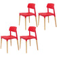 Plastic Stackable Armless Dining Chairs Open Back Side Chair with Wood Legs Red 4 Piece Set Clearhalo ' kitchen&dining_furn' 'Dining Chairs' 'Dining Tables & Seating' 'dining_chair' 'furn' 'furn_dining_chair' 'Furniture' 'furniture_dining_chair' 'Kitchen & Dining Furniture' 'kitchen' 3741303