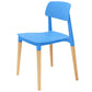 Plastic Stackable Armless Dining Chairs Open Back Side Chair with Wood Legs Blue 1 Piece Clearhalo ' kitchen&dining_furn' 'Dining Chairs' 'Dining Tables & Seating' 'dining_chair' 'furn' 'furn_dining_chair' 'Furniture' 'furniture_dining_chair' 'Kitchen & Dining Furniture' 'kitchen' 3741305