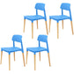 Plastic Stackable Armless Dining Chairs Open Back Side Chair with Wood Legs Blue 4 Piece Set Clearhalo ' kitchen&dining_furn' 'Dining Chairs' 'Dining Tables & Seating' 'dining_chair' 'furn' 'furn_dining_chair' 'Furniture' 'furniture_dining_chair' 'Kitchen & Dining Furniture' 'kitchen' 3741308