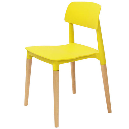 Plastic Stackable Armless Dining Chairs Open Back Side Chair with Wood Legs Yellow 1 Piece Clearhalo ' kitchen&dining_furn' 'Dining Chairs' 'Dining Tables & Seating' 'dining_chair' 'furn' 'furn_dining_chair' 'Furniture' 'furniture_dining_chair' 'Kitchen & Dining Furniture' 'kitchen' 3741309