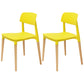 Plastic Stackable Armless Dining Chairs Open Back Side Chair with Wood Legs Yellow 2 Piece Set Clearhalo ' kitchen&dining_furn' 'Dining Chairs' 'Dining Tables & Seating' 'dining_chair' 'furn' 'furn_dining_chair' 'Furniture' 'furniture_dining_chair' 'Kitchen & Dining Furniture' 'kitchen' 3741310