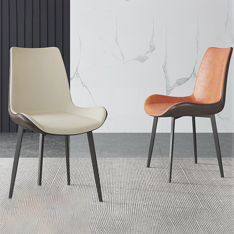 Leather Contemporary Restaurant Side Chair Parsons Matte Finish Dining Chair with Black Legs Clearhalo ' kitchen&dining_furn' 'Dining Chairs' 'Dining Tables & Seating' 'dining_chair' 'furn' 'furn_dining_chair' 'Furniture' 'furniture_dining_chair' 'Kitchen & Dining Furniture' 'kitchen' 3741312