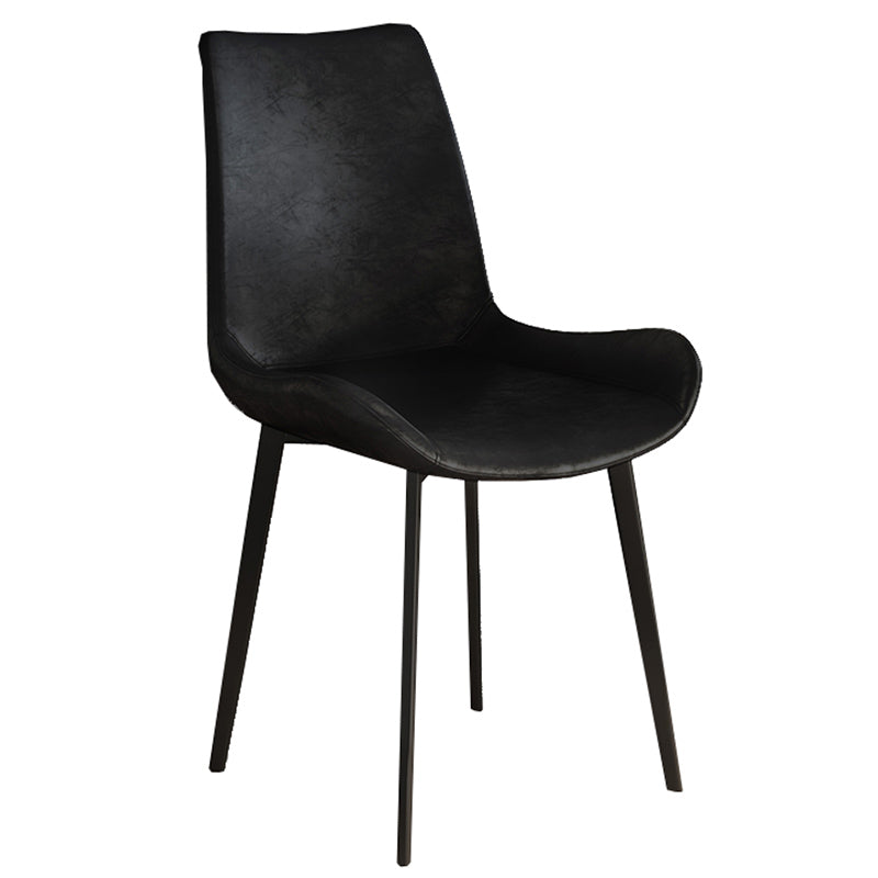 Leather Contemporary Restaurant Side Chair Parsons Matte Finish Dining Chair with Black Legs Black 1 Piece Clearhalo ' kitchen&dining_furn' 'Dining Chairs' 'Dining Tables & Seating' 'dining_chair' 'furn' 'furn_dining_chair' 'Furniture' 'furniture_dining_chair' 'Kitchen & Dining Furniture' 'kitchen' 3741313