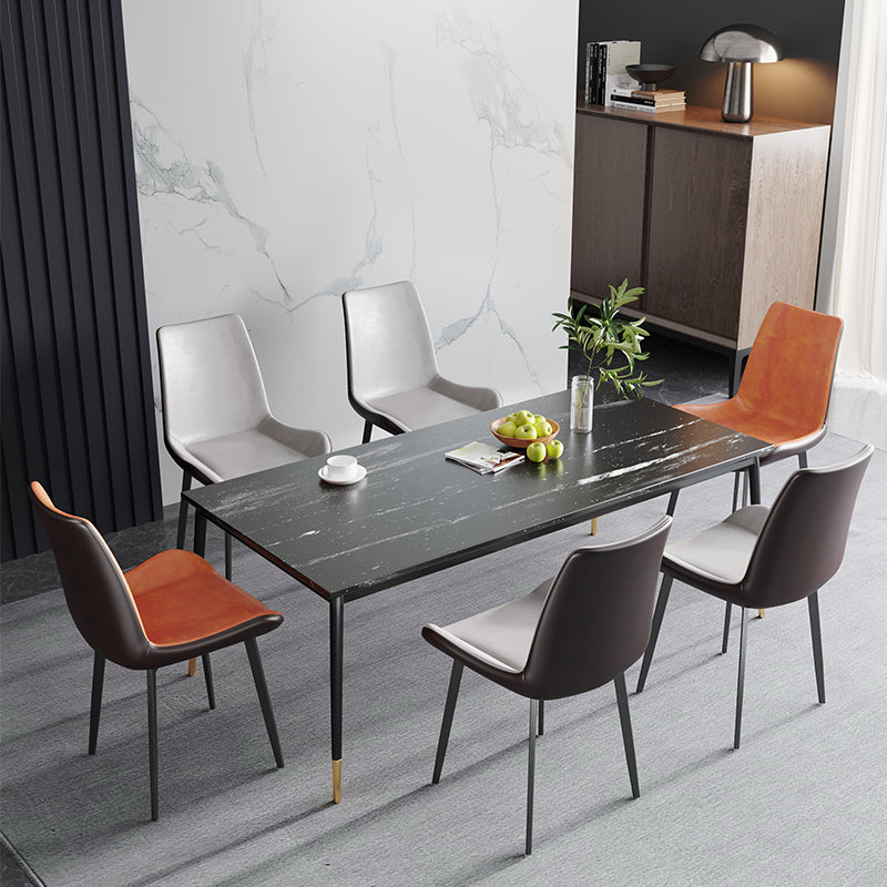 Leather Contemporary Restaurant Side Chair Parsons Matte Finish Dining Chair with Black Legs Clearhalo ' kitchen&dining_furn' 'Dining Chairs' 'Dining Tables & Seating' 'dining_chair' 'furn' 'furn_dining_chair' 'Furniture' 'furniture_dining_chair' 'Kitchen & Dining Furniture' 'kitchen' 3741314