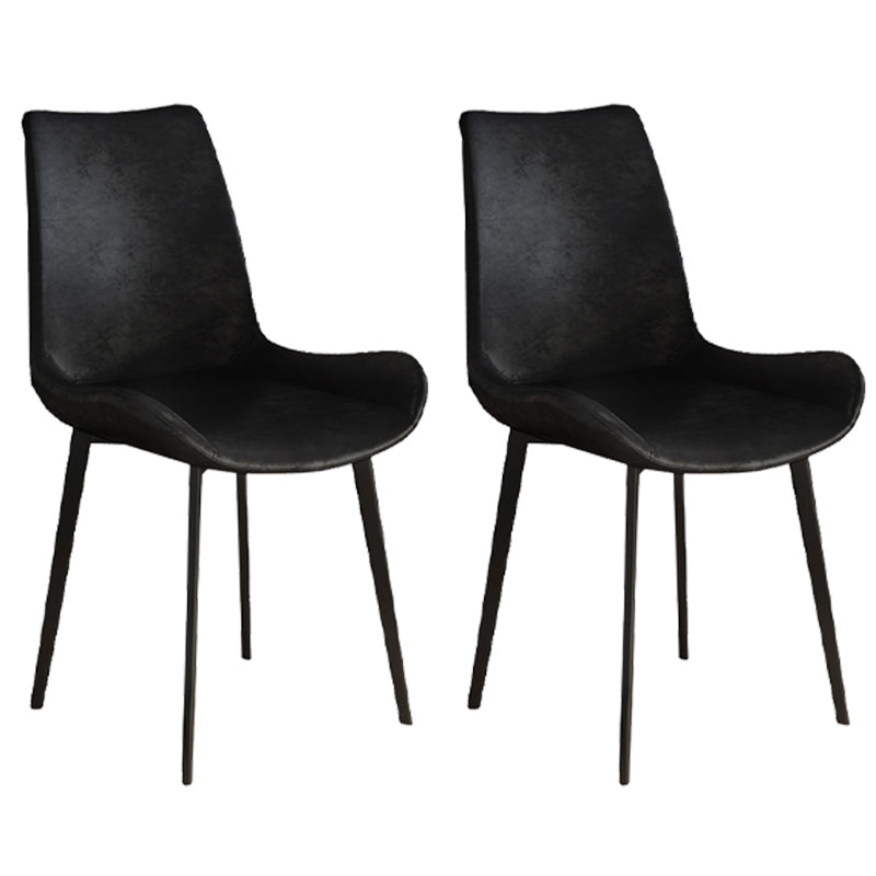 Leather Contemporary Restaurant Side Chair Parsons Matte Finish Dining Chair with Black Legs Black 2 Piece Set Clearhalo ' kitchen&dining_furn' 'Dining Chairs' 'Dining Tables & Seating' 'dining_chair' 'furn' 'furn_dining_chair' 'Furniture' 'furniture_dining_chair' 'Kitchen & Dining Furniture' 'kitchen' 3741315