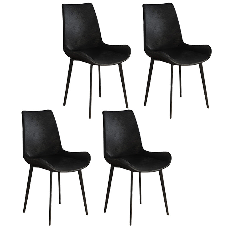 Leather Contemporary Restaurant Side Chair Parsons Matte Finish Dining Chair with Black Legs Black 4 Piece Set Clearhalo ' kitchen&dining_furn' 'Dining Chairs' 'Dining Tables & Seating' 'dining_chair' 'furn' 'furn_dining_chair' 'Furniture' 'furniture_dining_chair' 'Kitchen & Dining Furniture' 'kitchen' 3741316