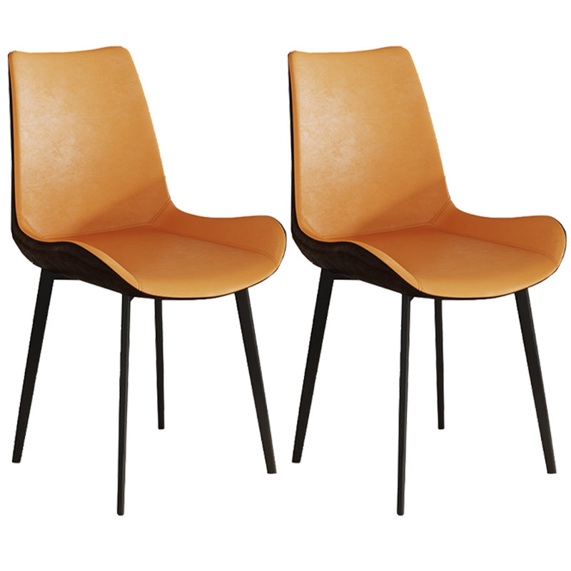 Leather Contemporary Restaurant Side Chair Parsons Matte Finish Dining Chair with Black Legs Orange 2 Piece Set Clearhalo ' kitchen&dining_furn' 'Dining Chairs' 'Dining Tables & Seating' 'dining_chair' 'furn' 'furn_dining_chair' 'Furniture' 'furniture_dining_chair' 'Kitchen & Dining Furniture' 'kitchen' 3741320