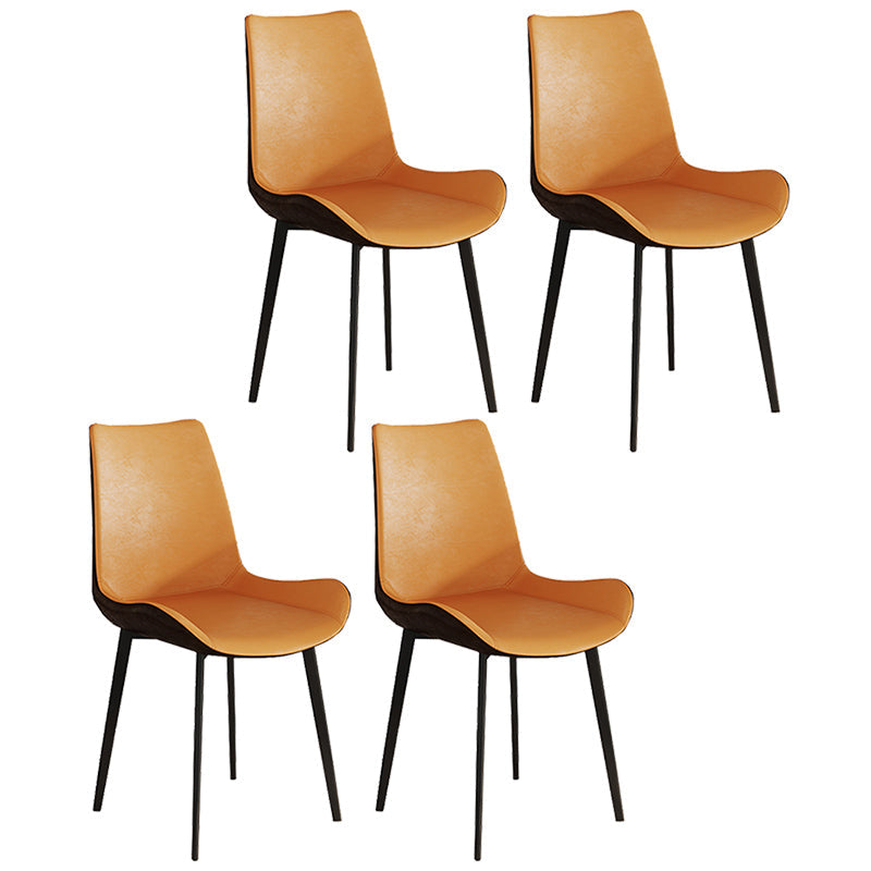 Leather Contemporary Restaurant Side Chair Parsons Matte Finish Dining Chair with Black Legs Orange 4 Piece Set Clearhalo ' kitchen&dining_furn' 'Dining Chairs' 'Dining Tables & Seating' 'dining_chair' 'furn' 'furn_dining_chair' 'Furniture' 'furniture_dining_chair' 'Kitchen & Dining Furniture' 'kitchen' 3741322
