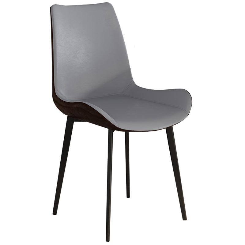 Leather Contemporary Restaurant Side Chair Parsons Matte Finish Dining Chair with Black Legs Silver Gray 1 Piece Clearhalo ' kitchen&dining_furn' 'Dining Chairs' 'Dining Tables & Seating' 'dining_chair' 'furn' 'furn_dining_chair' 'Furniture' 'furniture_dining_chair' 'Kitchen & Dining Furniture' 'kitchen' 3741331