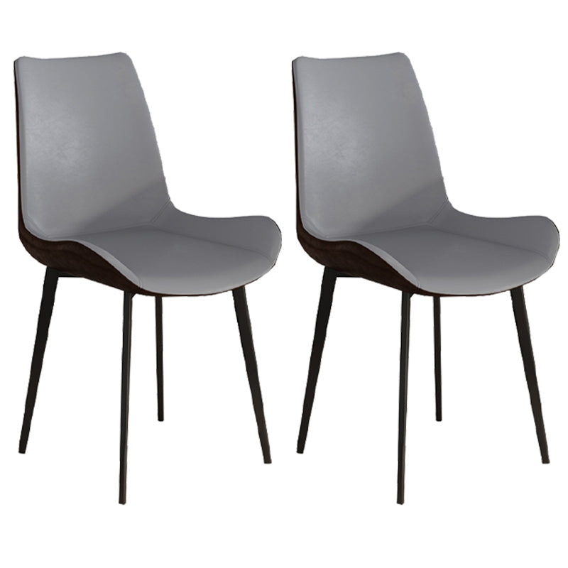 Leather Contemporary Restaurant Side Chair Parsons Matte Finish Dining Chair with Black Legs Silver Gray 2 Piece Set Clearhalo ' kitchen&dining_furn' 'Dining Chairs' 'Dining Tables & Seating' 'dining_chair' 'furn' 'furn_dining_chair' 'Furniture' 'furniture_dining_chair' 'Kitchen & Dining Furniture' 'kitchen' 3741332