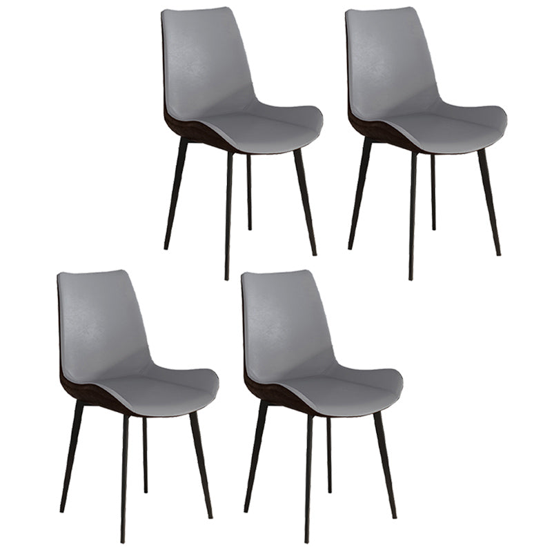 Leather Contemporary Restaurant Side Chair Parsons Matte Finish Dining Chair with Black Legs Silver Gray 4 Piece Set Clearhalo ' kitchen&dining_furn' 'Dining Chairs' 'Dining Tables & Seating' 'dining_chair' 'furn' 'furn_dining_chair' 'Furniture' 'furniture_dining_chair' 'Kitchen & Dining Furniture' 'kitchen' 3741333