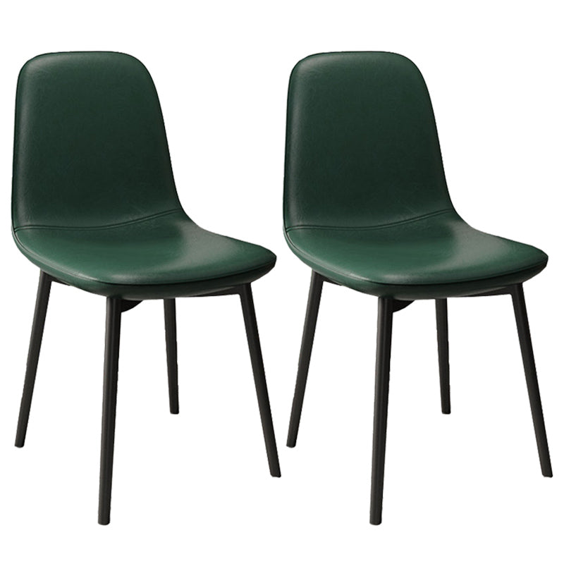 Leather Contemporary Restaurant Side Chair Parsons Matte Finish Dining Chair with Black Legs Green 2 Piece Set Clearhalo ' kitchen&dining_furn' 'Dining Chairs' 'Dining Tables & Seating' 'dining_chair' 'furn' 'furn_dining_chair' 'Furniture' 'furniture_dining_chair' 'Kitchen & Dining Furniture' 'kitchen' 3741335