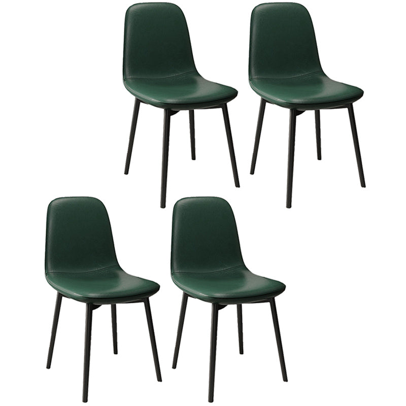 Leather Contemporary Restaurant Side Chair Parsons Matte Finish Dining Chair with Black Legs Green 4 Piece Set Clearhalo ' kitchen&dining_furn' 'Dining Chairs' 'Dining Tables & Seating' 'dining_chair' 'furn' 'furn_dining_chair' 'Furniture' 'furniture_dining_chair' 'Kitchen & Dining Furniture' 'kitchen' 3741336