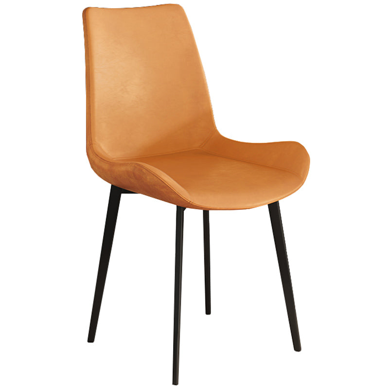 Leather Contemporary Restaurant Side Chair Parsons Matte Finish Dining Chair with Black Legs Orange 1 Piece Clearhalo ' kitchen&dining_furn' 'Dining Chairs' 'Dining Tables & Seating' 'dining_chair' 'furn' 'furn_dining_chair' 'Furniture' 'furniture_dining_chair' 'Kitchen & Dining Furniture' 'kitchen' 3741337