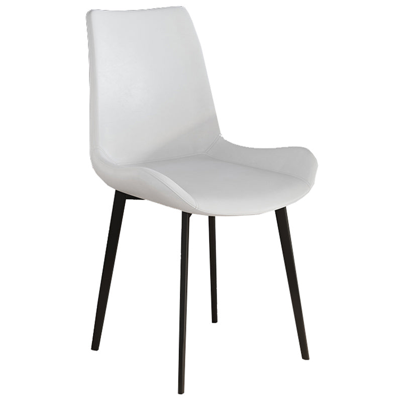 Leather Contemporary Restaurant Side Chair Parsons Matte Finish Dining Chair with Black Legs White 1 Piece Clearhalo ' kitchen&dining_furn' 'Dining Chairs' 'Dining Tables & Seating' 'dining_chair' 'furn' 'furn_dining_chair' 'Furniture' 'furniture_dining_chair' 'Kitchen & Dining Furniture' 'kitchen' 3741346